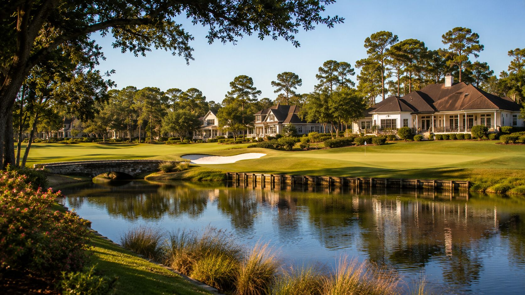 Pensacola gated golf community home with mature landscaping