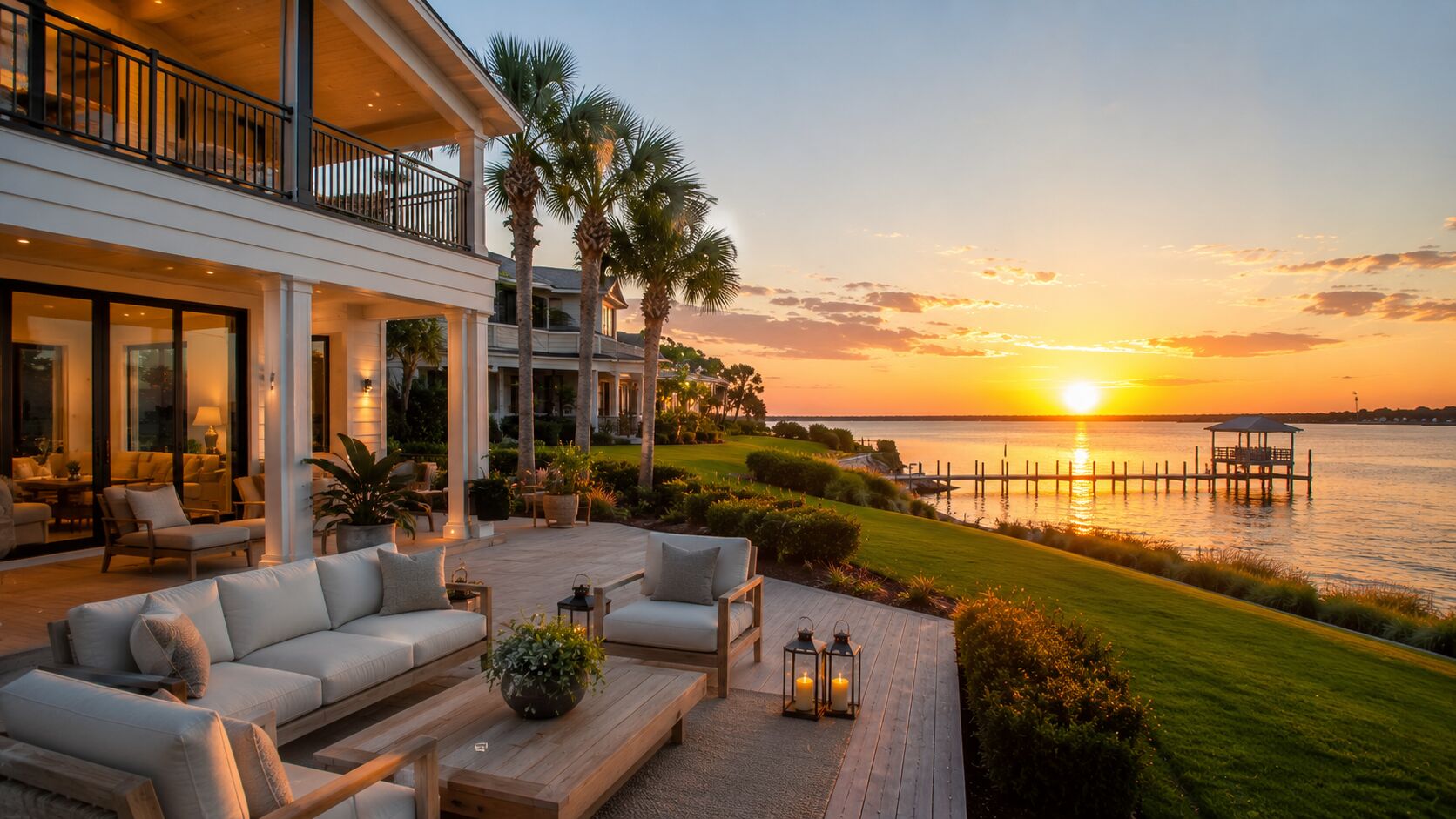 Pensacola waterfront home overlooking calm bayou and Gulf access