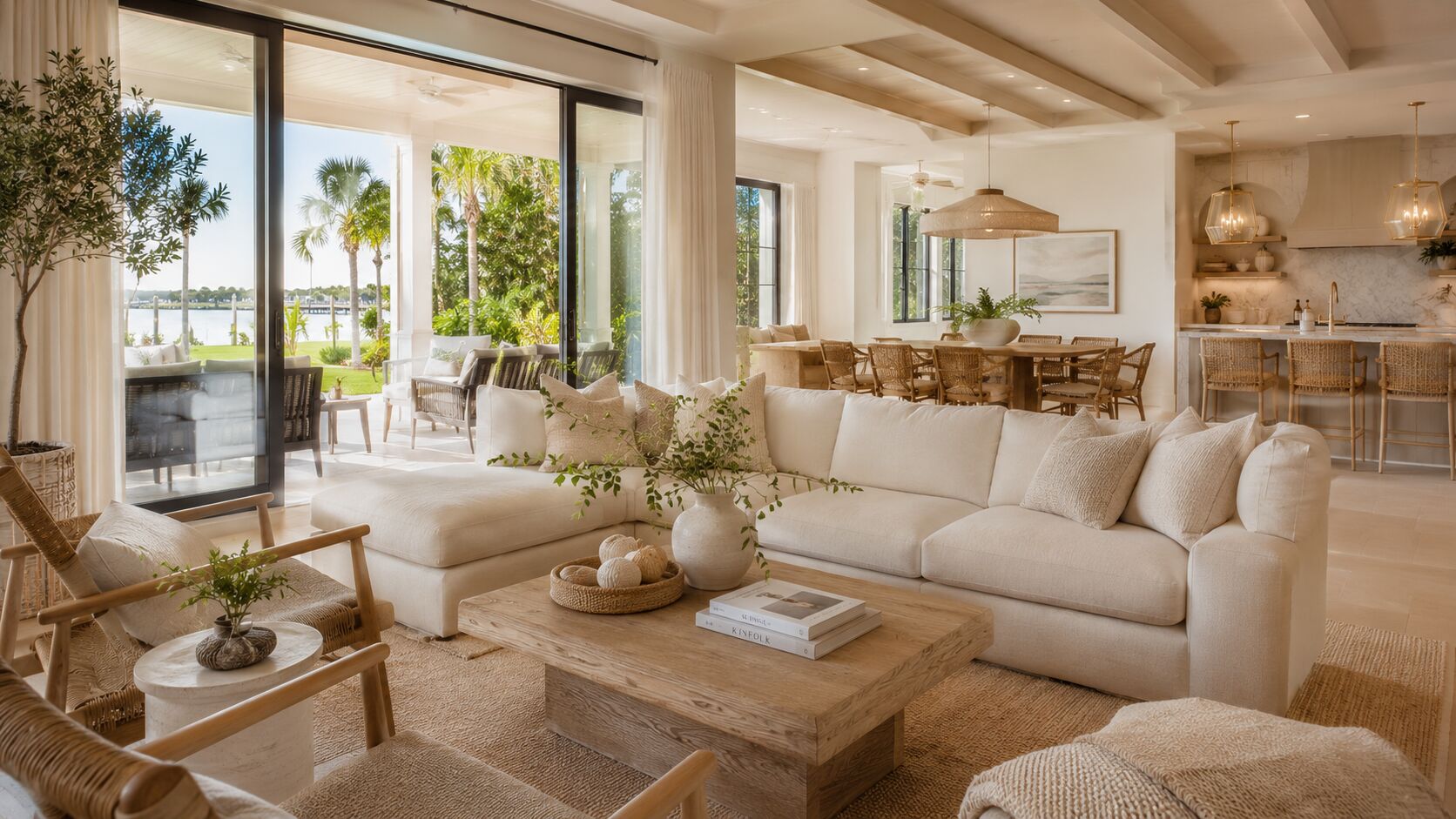 Bright, beautifully styled Pensacola home interior prepared for sale