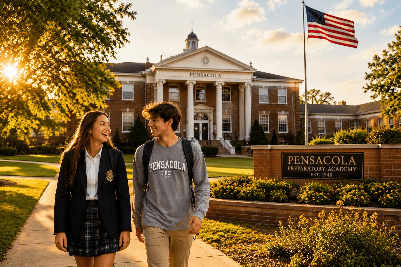 Vibrant school environment in Pensacola with students engaged in educational activities